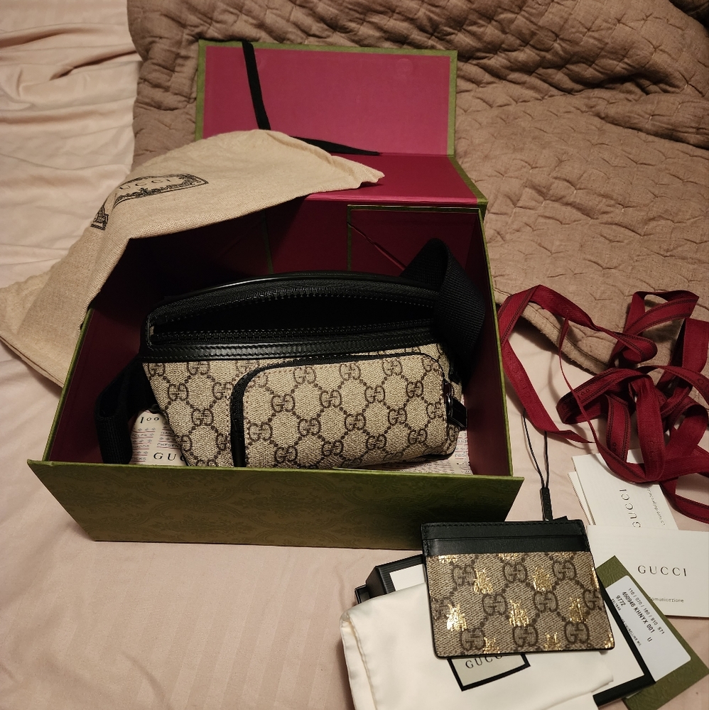 Gucci fanny pack and card holder wallet bundle